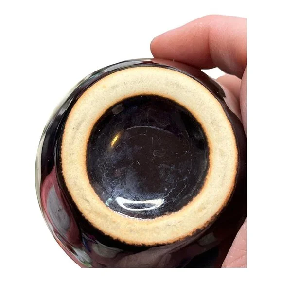 Unbranded unsigned Blue Green Brown drip glaze 5” bud vase crazing FLAW‎ - Picture 7 of 10